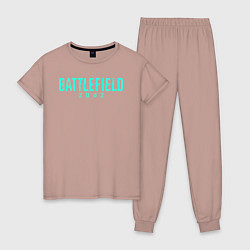 Пижама хлопковая женская Battlefield 2042 logo, цвет: пыльно-розовый