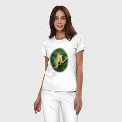 Пижама хлопковая женская Лесной певец, цвет: белый — фото 2