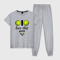 Пижама хлопковая женская Я люблю теннис, цвет: меланж