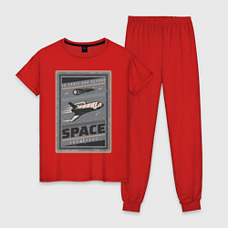 Пижама хлопковая женская Космическое приключение, цвет: красный