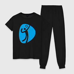 Пижама хлопковая женская Спорт - Волейбол, цвет: черный