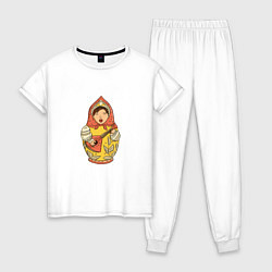Пижама хлопковая женская Матрешка, цвет: белый