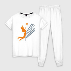 Пижама хлопковая женская Game Volleyball, цвет: белый