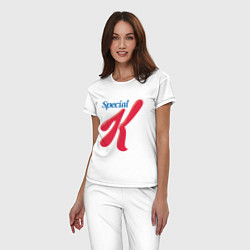 Пижама хлопковая женская Special k merch Essential, цвет: белый — фото 2