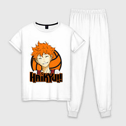 Пижама хлопковая женская Haikyu Улыбка Хинаты, цвет: белый