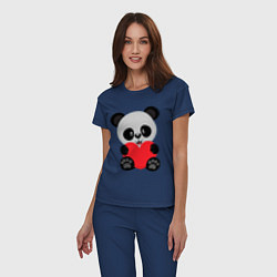 Пижама хлопковая женская Love Панда, цвет: тёмно-синий — фото 2