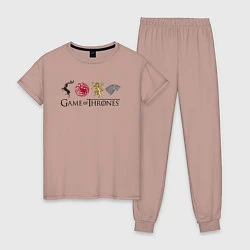 Пижама хлопковая женская Logo Houses GoT, цвет: пыльно-розовый
