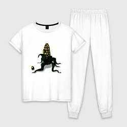 Пижама хлопковая женская Злая кукуруза, цвет: белый