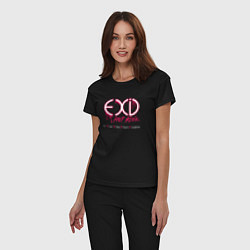 Пижама хлопковая женская EXID Hot Pink, цвет: черный — фото 2
