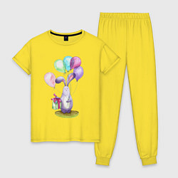 Пижама хлопковая женская Зай с шариками, цвет: желтый