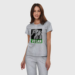Пижама хлопковая женская Vegan elephant, цвет: меланж — фото 2