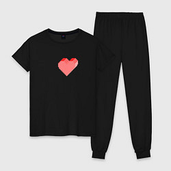 Пижама хлопковая женская Сердце, цвет: черный