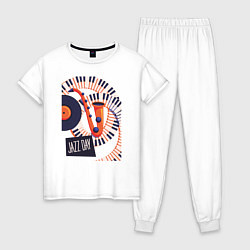 Пижама хлопковая женская Джаз, цвет: белый