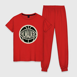 Пижама хлопковая женская НБА - Милуоки, цвет: красный