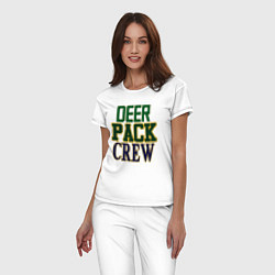 Пижама хлопковая женская Deer Pack Crew, цвет: белый — фото 2
