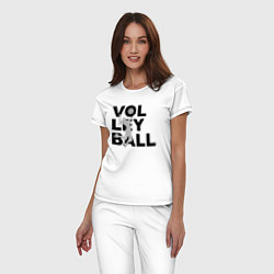 Пижама хлопковая женская Volleyball, цвет: белый — фото 2