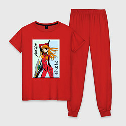 Пижама хлопковая женская Евангелион Evangelion, цвет: красный