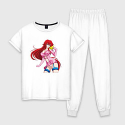 Пижама хлопковая женская Девушка красные волосы 18, цвет: белый