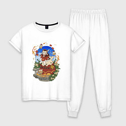 Пижама хлопковая женская Кли и бомбочки, цвет: белый