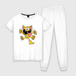 Пижама хлопковая женская Crazy Cat, цвет: белый