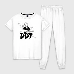 Пижама хлопковая женская DDT Юрий Шевчук, цвет: белый