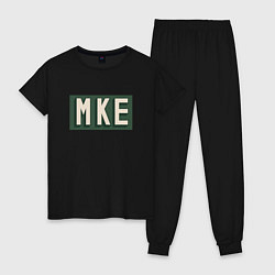 Пижама хлопковая женская NBA - MKE, цвет: черный
