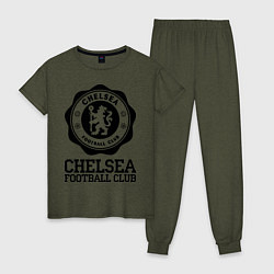 Пижама хлопковая женская Chelsea FC: Emblem, цвет: меланж-хаки