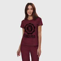 Пижама хлопковая женская Chelsea FC: Emblem, цвет: меланж-бордовый — фото 2