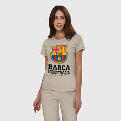 Пижама хлопковая женская Barcelona Football Club, цвет: миндальный — фото 2