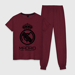 Пижама хлопковая женская Real Madrid, цвет: меланж-бордовый