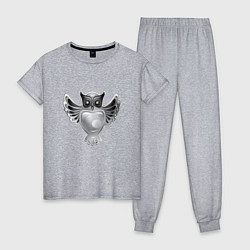 Пижама хлопковая женская Серебряная сова, цвет: меланж