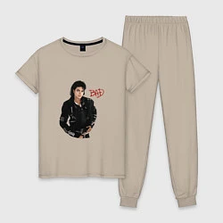 Пижама хлопковая женская BAD Майкл Джексон, цвет: миндальный