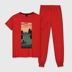 Пижама хлопковая женская Утро, цвет: красный