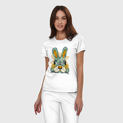 Пижама хлопковая женская Безумный кролик, цвет: белый — фото 2