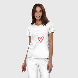 Пижама хлопковая женская Love Volleyball, цвет: белый — фото 2