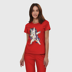 Пижама хлопковая женская Единорог-мумия, цвет: красный — фото 2