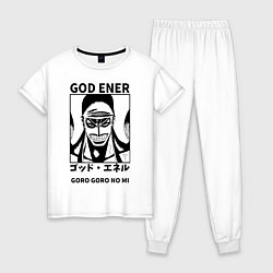 Пижама хлопковая женская Enel God Goro Goro no Mi One Piece, цвет: белый
