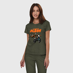 Пижама хлопковая женская KTM МОТОКРОСС Z, цвет: меланж-хаки — фото 2