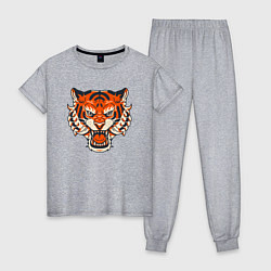 Пижама хлопковая женская Super Tiger, цвет: меланж