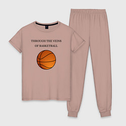 Пижама хлопковая женская По венам баскетбол, цвет: пыльно-розовый