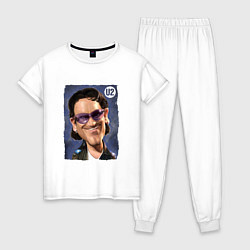 Пижама хлопковая женская Боно Bono U2 ЮТУ Z, цвет: белый