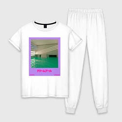 Пижама хлопковая женская Vaporwave pool 1, цвет: белый