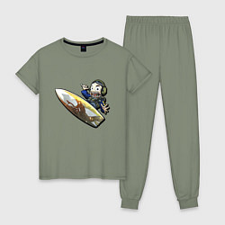 Пижама хлопковая женская Dragon Lore Surf Ava, цвет: авокадо