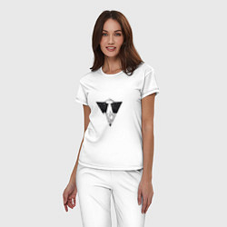Пижама хлопковая женская НЛО треугольник, цвет: белый — фото 2