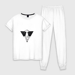 Пижама хлопковая женская НЛО треугольник, цвет: белый