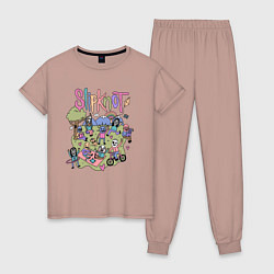 Пижама хлопковая женская SLIPKNOT, цвет: пыльно-розовый