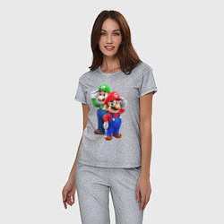 Пижама хлопковая женская Mario Bros, цвет: меланж — фото 2