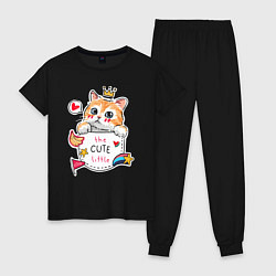 Пижама хлопковая женская Котенок в кармане, цвет: черный