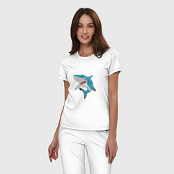 Пижама хлопковая женская Акула-молот, цвет: белый — фото 2