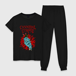 Пижама хлопковая женская Cannibal Corpse Труп Каннибала, цвет: черный